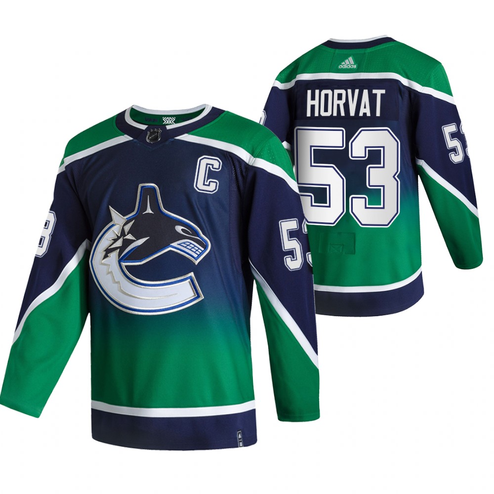 2021 Adidias Vancouver Canucks 53 Bo Horvat Green Men Reverse Retro Alternate NHL Jersey